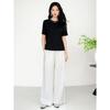 JUZUI Women's Pearl Round Neck Short Sleeve T-shirt