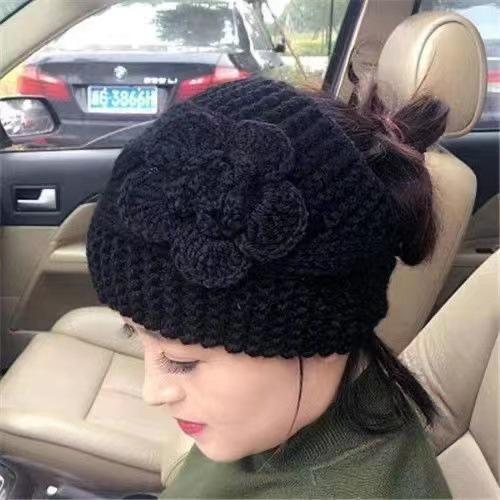 Hair band Women's trendy versatile wide hair band hat Autumn and winter handmade knitted wool Ear protection Warm wide edge hair accessories Head wear