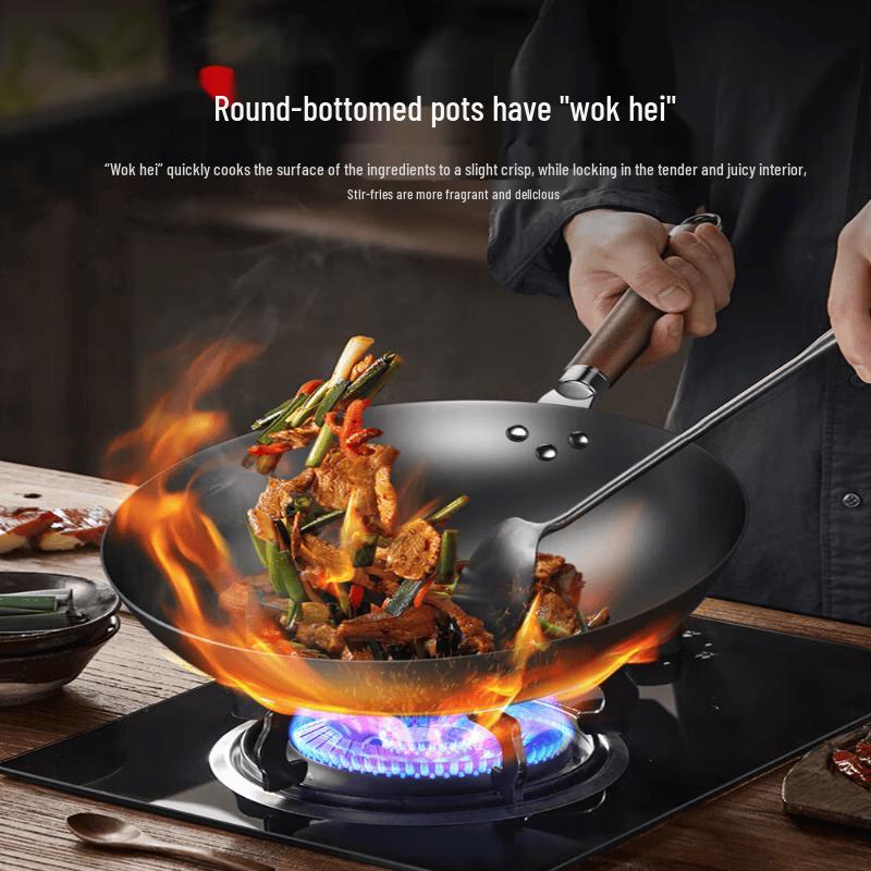 Supor 34cm Fine Iron Non-Coated Flat Bottom Wok