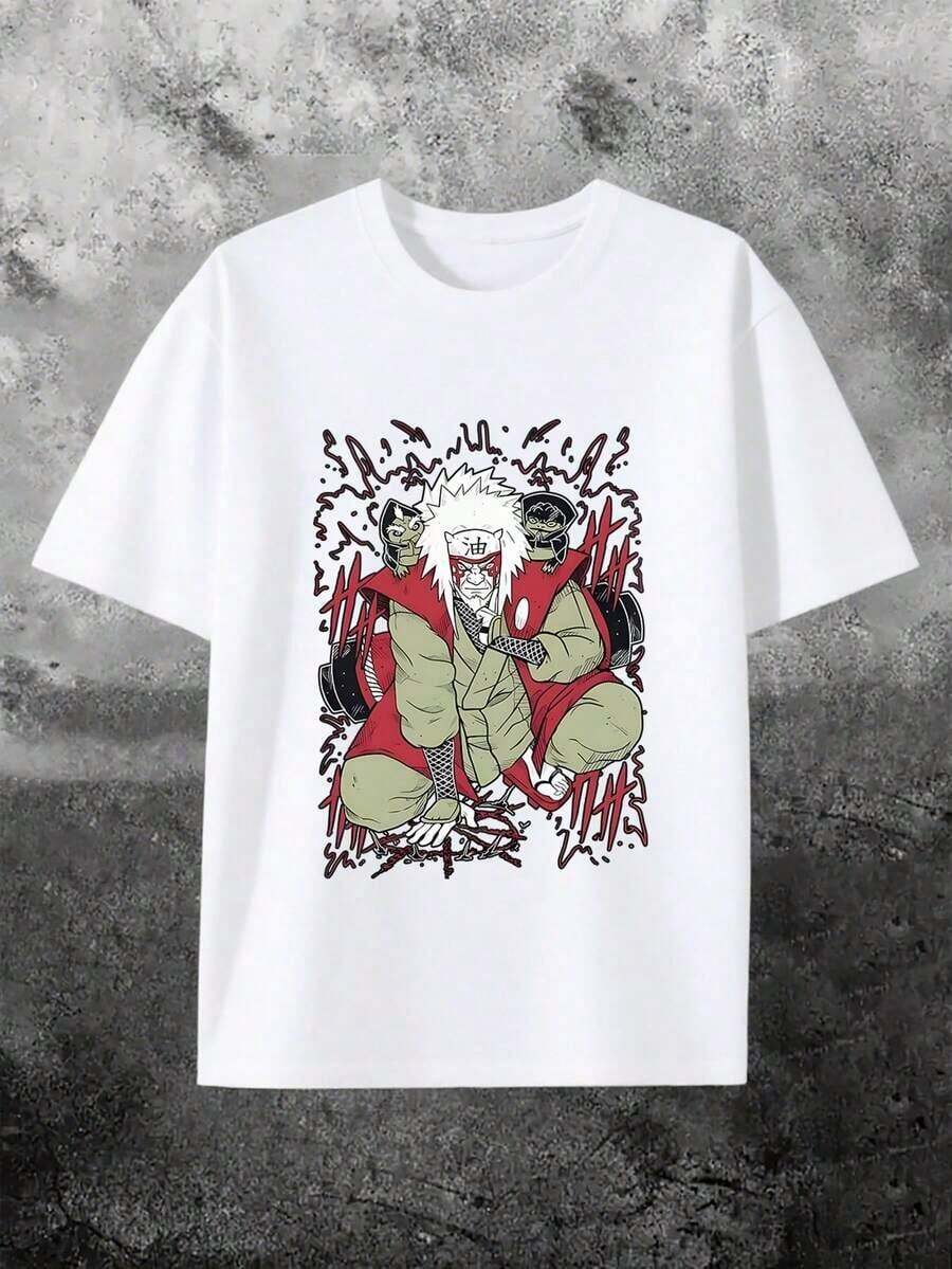 

Cartoon Anime Greasy Uncle Print, Summer Wear Unisex T-Shirt XL