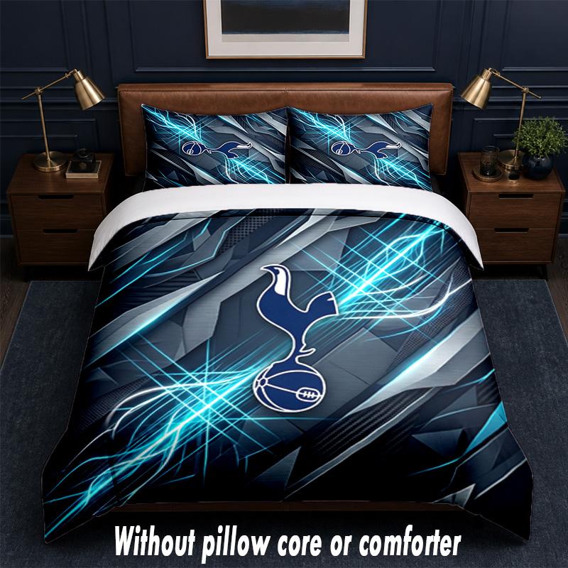 Tottenham Hotspur Design Bett Bettwäsche Set 1 Bettbezug + 2 Kissenbezüge Weich Atmungsaktiv Haushalt Bettwäsche