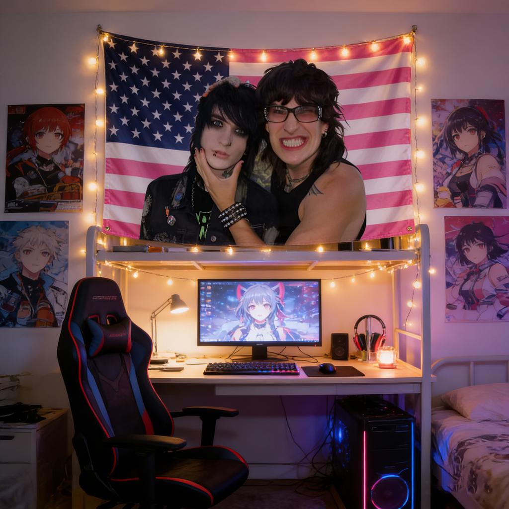 1pc MadeInUU Jake Johnny Themed Tapestry Pink American Flag Printed Wall Art Decorative Hanging Cloth for Home Bedroom Dorm