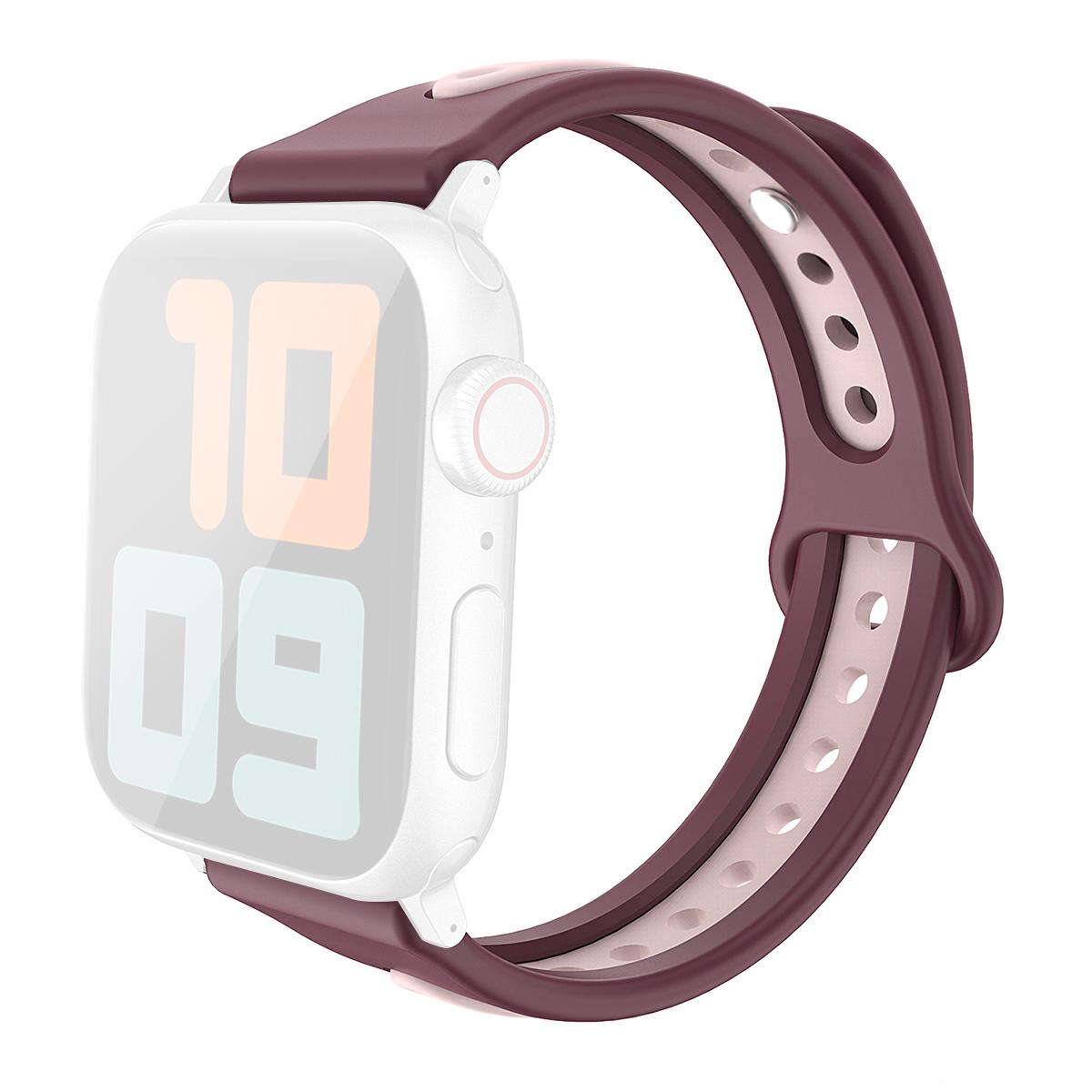 

AHASTYLE WA13 Watch Band for Apple Watch Series 10 42mm/9 8 7 41mm/SE (2023) SE (2022) SE 6 5 4 40mm/3 2 1 38mm Silicone Strap Dual Color Red