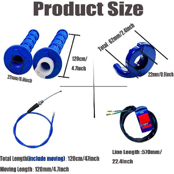 7/8 22Mm Twist Throttle Accelerator Handle Grips For Pit Bike Mini Bike Throttle Cable Kit 4-Stroke Dirt Bike Pocket Bike For 50Cc 90Cc 110Cc