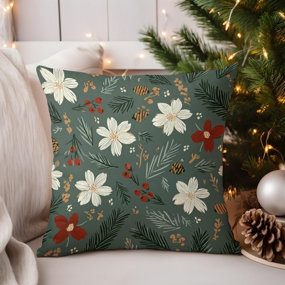 Home Decor Christmas Trees and Snowflakes Throw Pillow Pattern Cushion Cover Suitable for Sofa Bedroom Car Pillow Cover