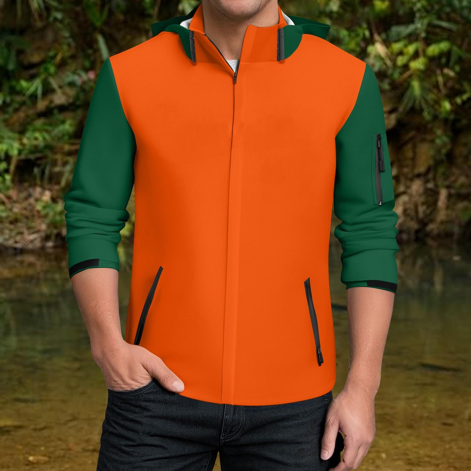 

Мужская водонепроницаемая ветровка, легкий дождевик с капюшоном для повседневной носки XXL шафрановый