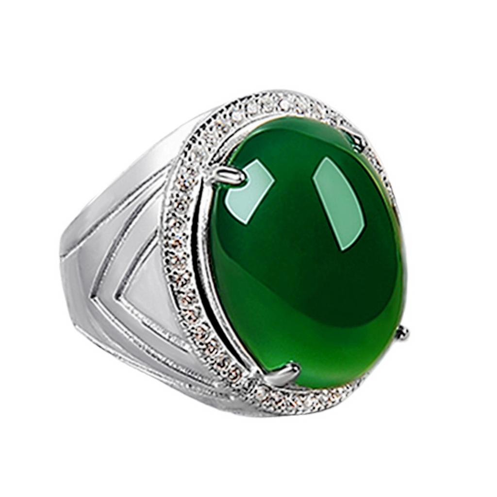Silver Rings Green Gemstone Ring for Women Men Fine Jewelry Green Chrysoprase Female Luxury Ring