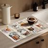 Vintage Coffee-Themed Kitchen Mat Woodgrain Dining Table Decoration Coffee Machine Mat Absorbent Quick-Dry Home Decor