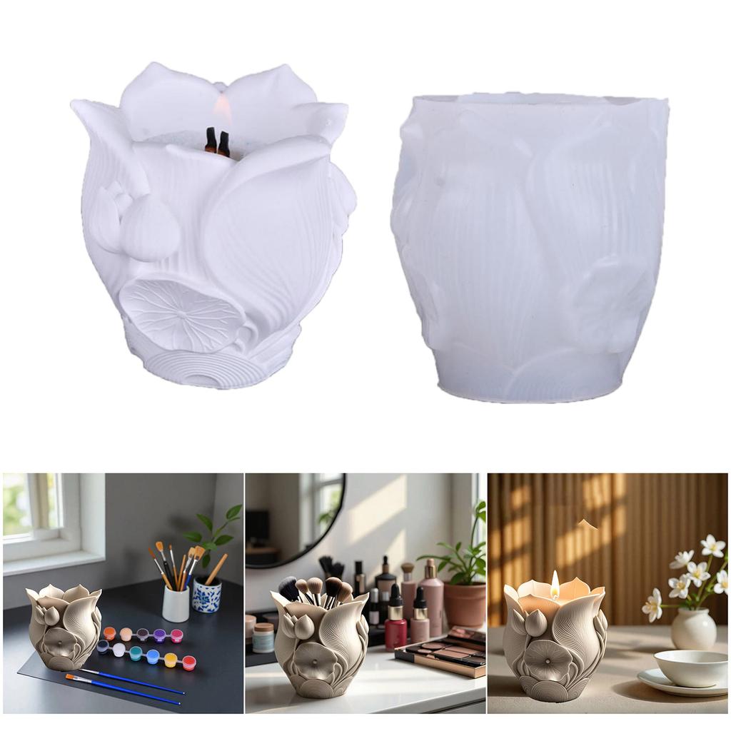 Lotuses Flower Silicone Mold For DIY Resin Cement Crafts And Home Decorations Decorative Candle Holder Mold