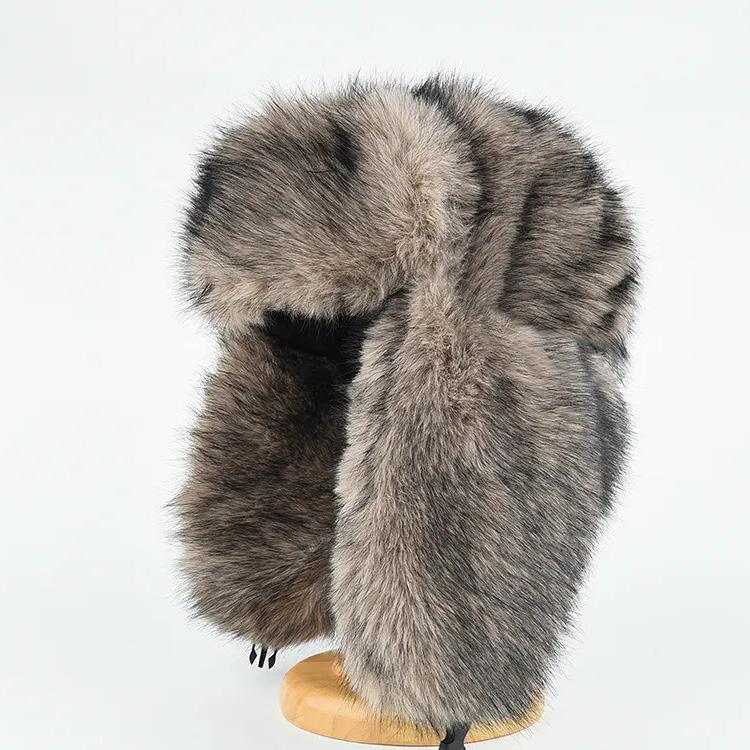 WTEMPO Faux Fur Plush Bomber Hats for Couple Winter Cold-proof Windproof Thickened Ear Protection Warm Hats