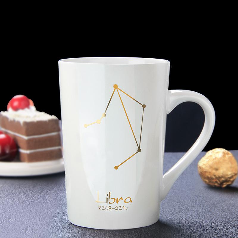 

Творча керамічна чашка - Зодіакальні сузір я з кришкою та ложкою, ідеальний подарунок для пар 301-400ml