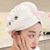 Cartoon Rabbit Hair Towel Wrap Hair Dry Hat Absorbent Hair Drying Towel Hair Towel with Button for Bathroom