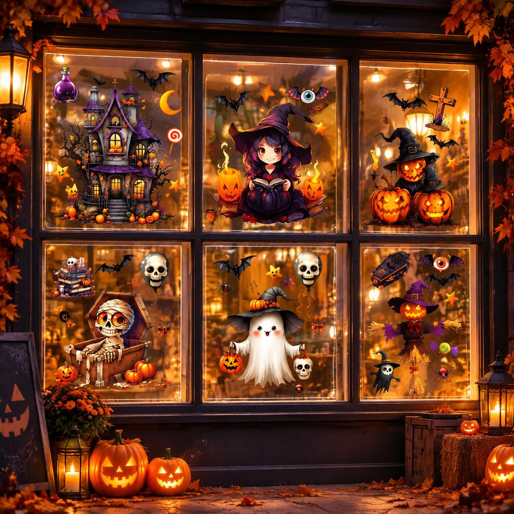 Halloween Dark Castle Static Cling Window Decals
