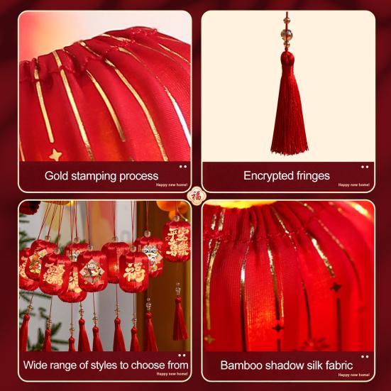 Chinese New Year Hanging Lanterns Small Lighted Red Lantern with Tassel for New Year Spring Festival Wedding Party Decor