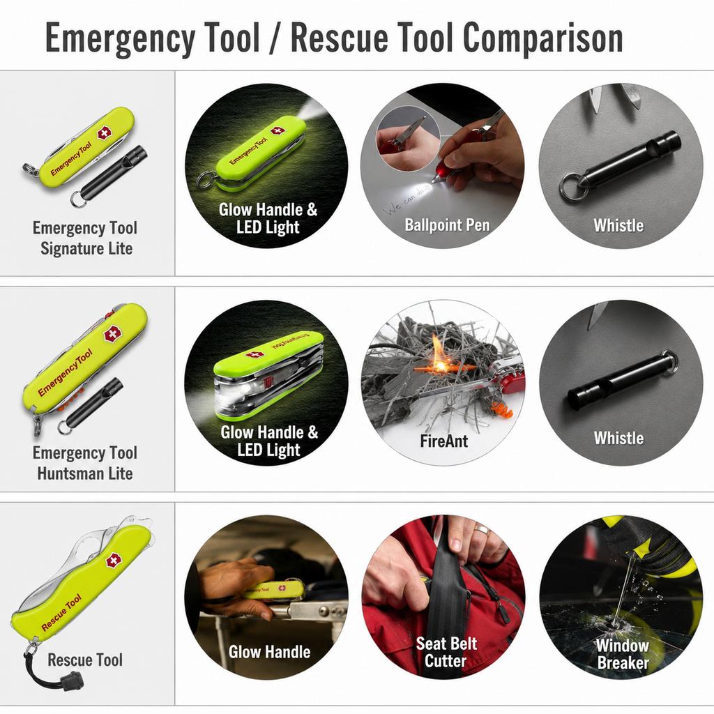 Victorinox Emergency Tool Huntman Light Multifunctional Knife Disaster Prevention Goods with Luminous LED Light Camping Scissors Saw Swiss Made with