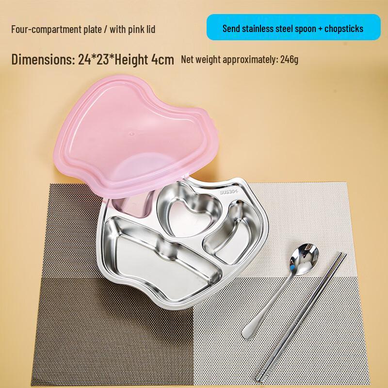 ZISIZ Kids Stainless Steel Divided Plate Set