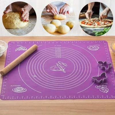 Tapis de cuisson en silicone, tapis de pâtisserie antiadhésif extra-épais de grande taille, adapté pour la pâte, la croûte à tarte et tapis de roulement