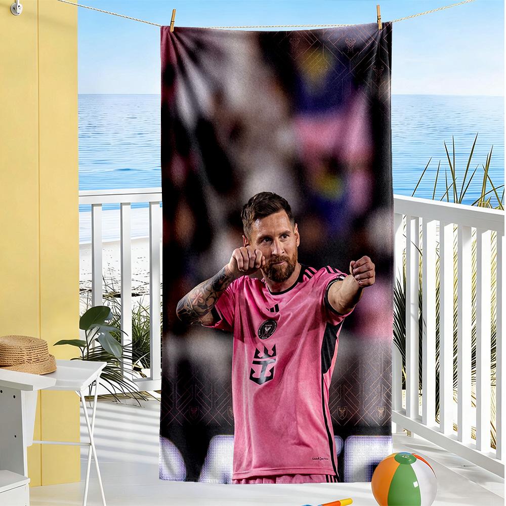 Messi Beach Towel Quick-Dry Soft Microfiber Comfortable Lightweight Suitable for Sports, Travel, Swimming, Yoga, Bathroom, Beach, And Pool