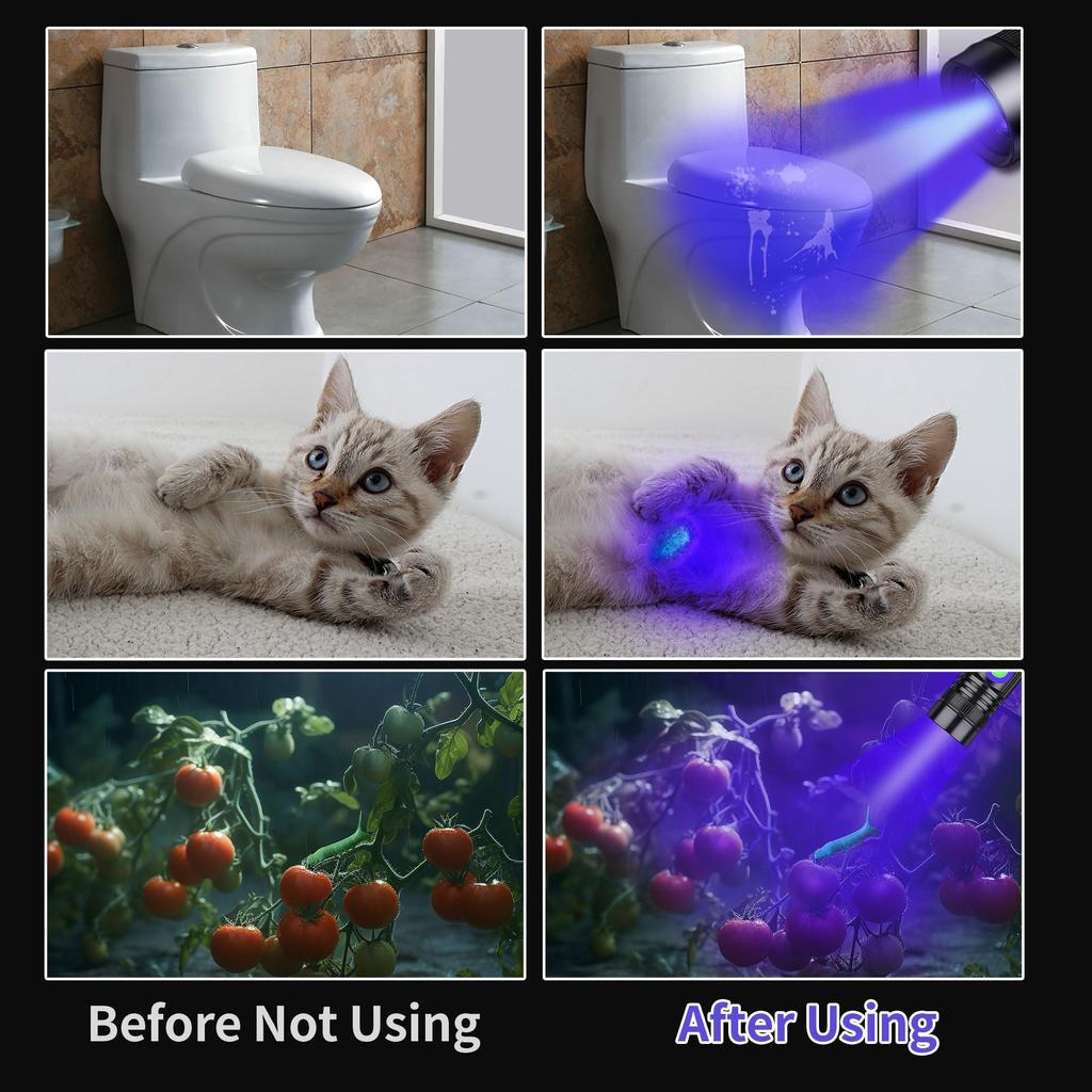 Powerful UV Black USB 365nm Mini Black Portable Handheld UV Light with Adjustable LED Ultraviolet Light Flashlight for Resin and Pet Urine Detection