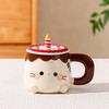 Cute Birthday Cat Candle Mug with Lid & Spoon - Heart Coffee Cup Gift