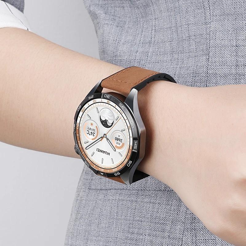 22mm 20mm Skórzany+Silikonowy Pasek do Huawei Watch GT6/GT5/Pro GT4 3 Pro 46mm Sportowa Opaska na Nadgarstek dla Samsung Galaxy Watch 7 6 5 Pasek