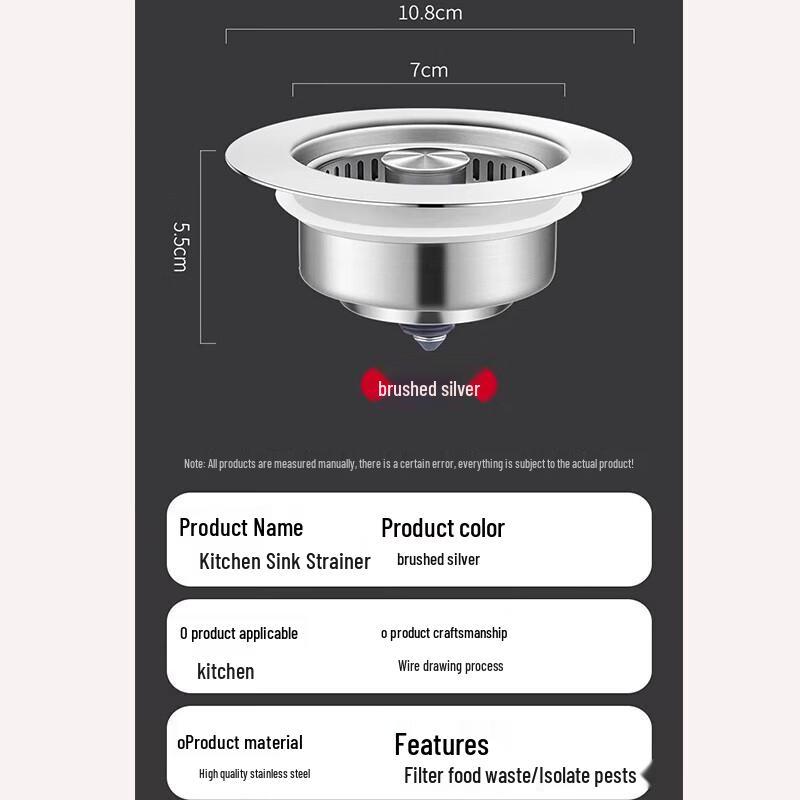 Stainless Steel Pop-up Sink Strainer