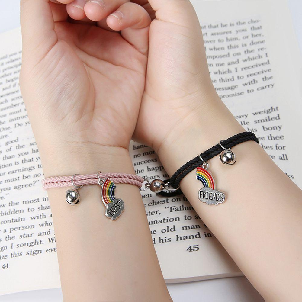 

Rope Braided Rope Bell Magnetic Hairbands Bangle Jewelry Best Friends Bracelets Rainbow Pendant
