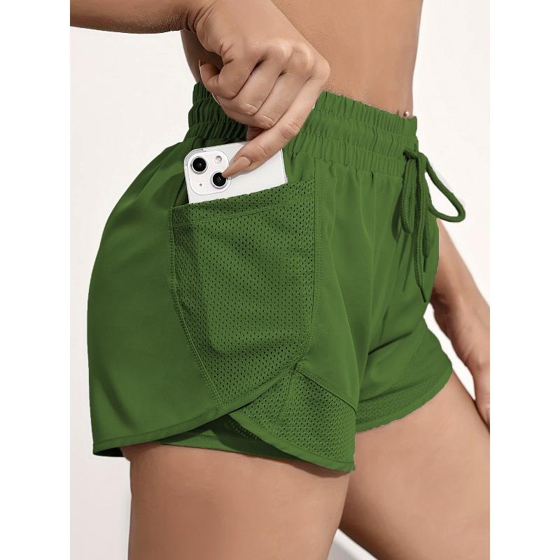 Pantaloncini da Yoga da Donna ad Asciugatura Rapida con Tasca | Larghi, Non Trasparenti, Tessuto Elasticizzato Medio, Grigio, Doppio Uso Fitness e Casual, Pantaloncini con Tasca Laterale