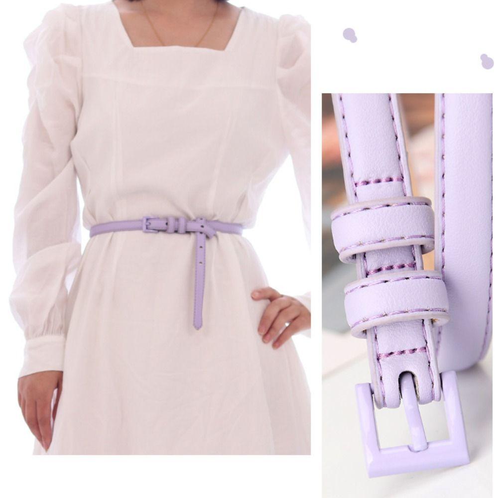 Vintage Candy Color Belt Elegant Dress Waistband Retro Thin Waist Belt  Ladies