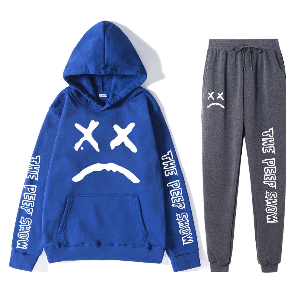 

Autumn Winter Lil Peep The Peep Show Graphic Printed Hoodies Sweatpants Set Fashionable Casual Warm Sports Long Sleeved Pants Men s Sport Wear XXXL