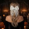 Stiff Three Dimensional Hairpin Halloween Lace Hair Bow Bat/Spider/Web Embroidery Hairpin Gothic Style Decorative Bow for Costumes Large Clip