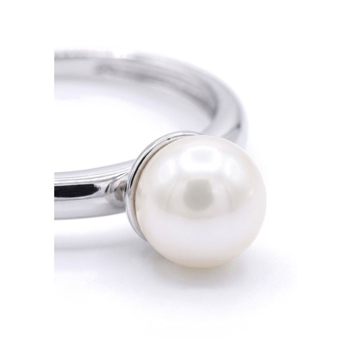 Bague - Pearls & Colors - Prestige - Perle de Culture d'Eau Douce 6-7 mm Ronde - Perle Blanche - Argent 925 - Femme