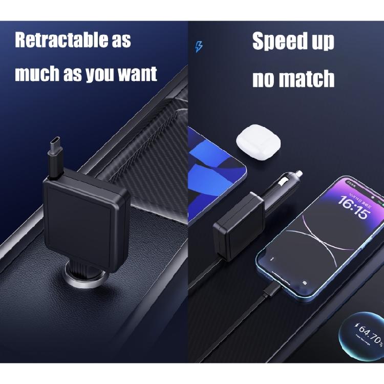 30W Car Charging Adapter Cable with Extendable USB C Line for Electronic Devices Charger
