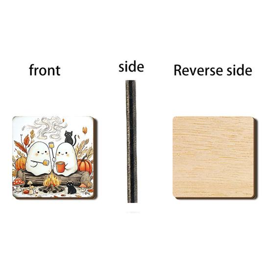 Holiday Gift for Autumn Lovers Halloween Wood Tabletop Sign with Mini Easel, Cute Pumpkin Ghost Decorative Plaques Cafe Plaque, Rustic Ornament
