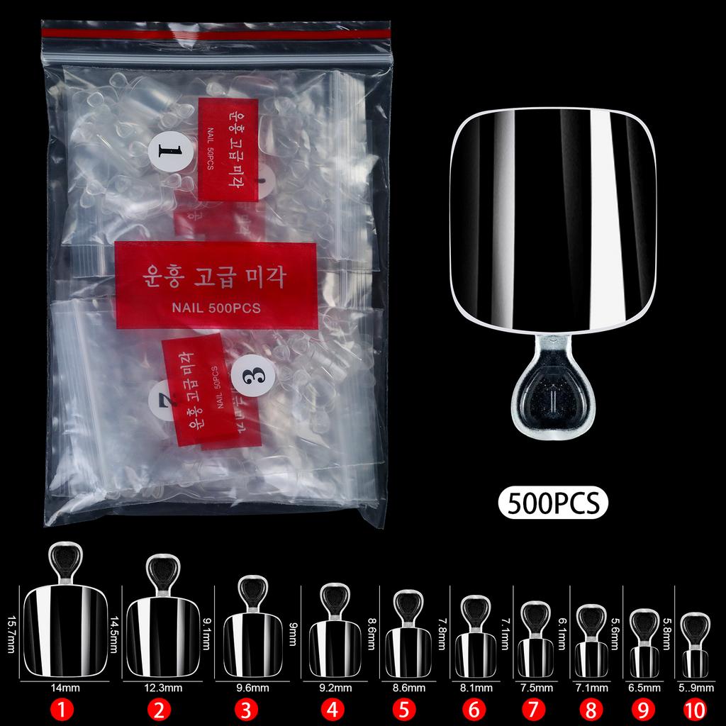 500Pcs Clear Nature Press On Toenails Gel Toe Nail Tips Full Cover Press On Toe Foot Nails Acrylic False Nail Art Manicure Tool
