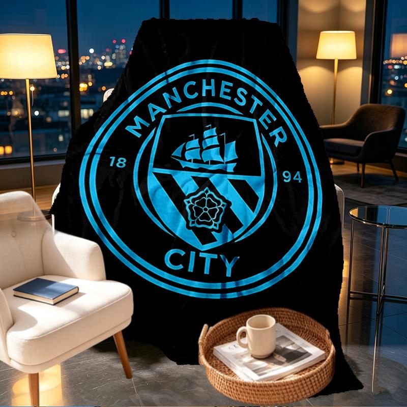 Manchester City FC Print Blanket - Soft & Comfortable, for Bedroom, Travel, Sofa, Home Decoration - Birthday Christmas Gift for Friend