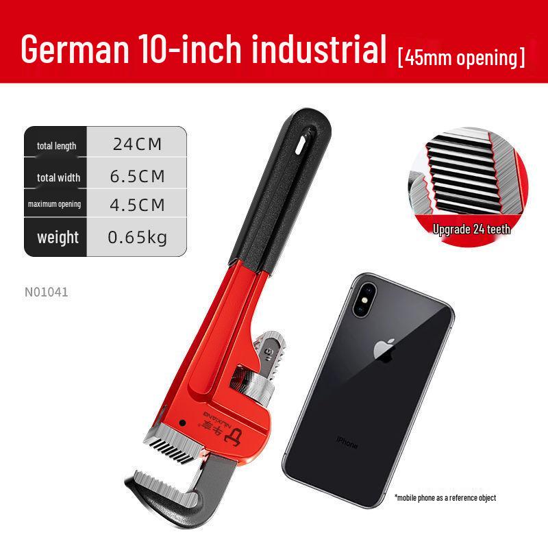 German Style Heavy Duty Pipe Wrench and Universal Water Pump Pliers – Large Opening, High Hardness for Plumbing Installation