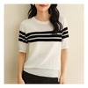 Navava Women Line Point Round Neck Short Sleeve Knit Nk2007