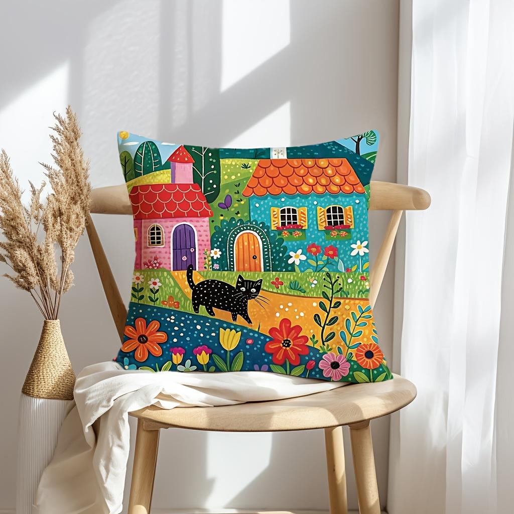 1/4Pcs Colorful Farm-Themed Pillowcase For Cozy Decor Sofa Cushion Cover Home Bedroom Room Decoration
