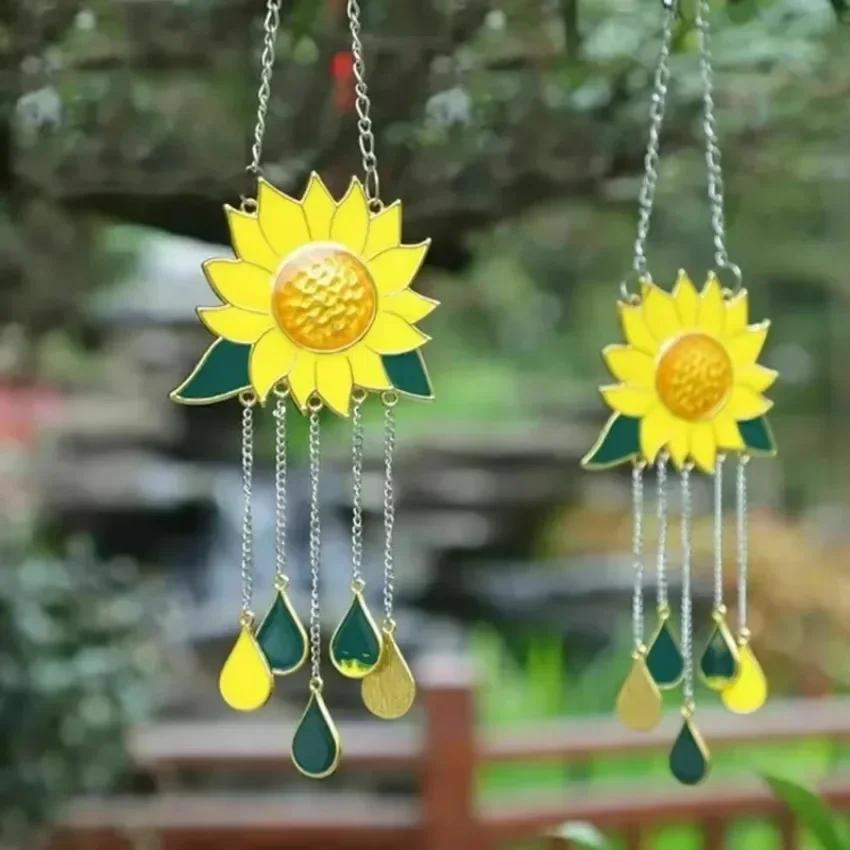 1 Pcs Sunflowerendant Window Windchimes Hanging Ornaments Home Outdoor Yard Garden Simple and Elegant Beautiful Decoration