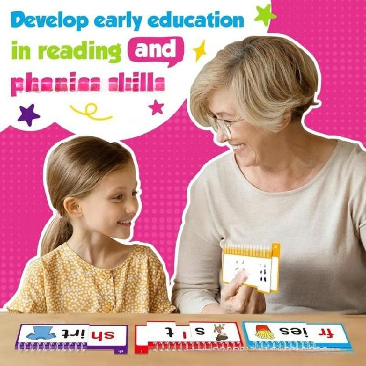 Interactive Phonics Flip Cards Flip Book Set For Kids Featuring Word Families And Colorful Color To Stimulate Learning