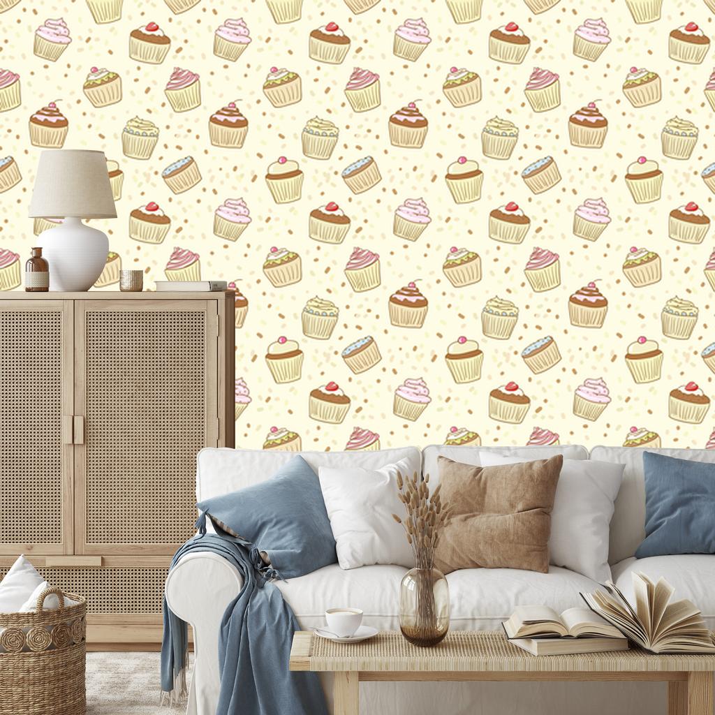Sweet Cupcakes Wallpaper for Living Room and Bedroom 50x1000