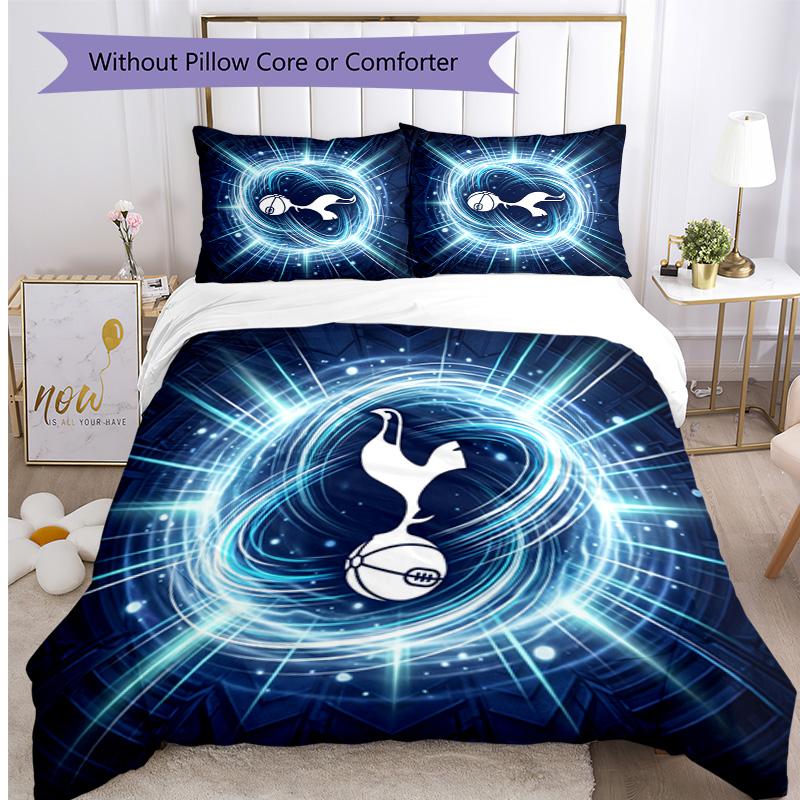 Set Lenzuola 3 Pezzi Stampato Tottenham Hotspur Morbido Delicato sulla Pelle Lavabile Copripiumino e Federe Set Tutte le Stagioni Camera da Letto