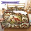 Retro Oil Painting Animals Pattern Bedding,Quilt Set Quilt Cover Pillowcase Home Birthday Gift (1 * Duvet Cover + 2 * Pillowcase, Without Core)