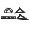 1Set Metal Ruler Stationery Set Long-Lasting for Students School Use Includes Triangle Plate Protractor Silver