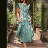 Women's Long Dresses Flower Spring Summer Women's Vacation Short Sleeve Dress Vestidos Femininos Robe Femme