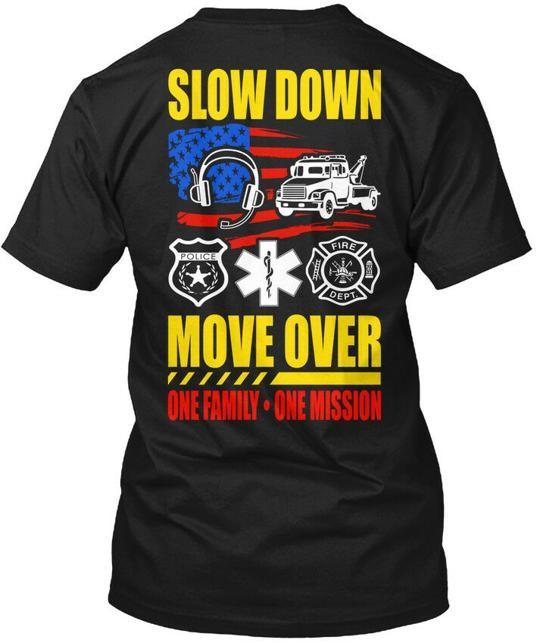 Футболка Sdmo One Mission Family Slow Down Move Over, сделано в США, размеры от S до 5XL, унисекс XXXL