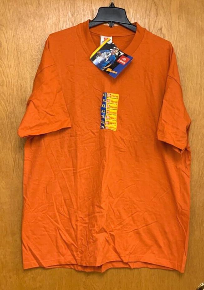 

NEW Vintage HANES Pocket Cotton T-Shirt Single Stitch XL Men’s Solid Orange NWT Unisex T-Shirt XL