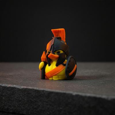 Spartan Warrior Duck Figurine, 3D Printed Motorcycle Rider Duck Statue, Cartoon Yellow Duck Tabletop Ornament, Gift Duck Lovers