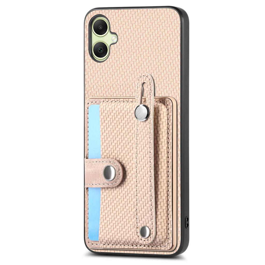 For Samsung Galaxy A05 4G Case Carbon Fiber Texture Leather Phone Back Cover with Card Holder